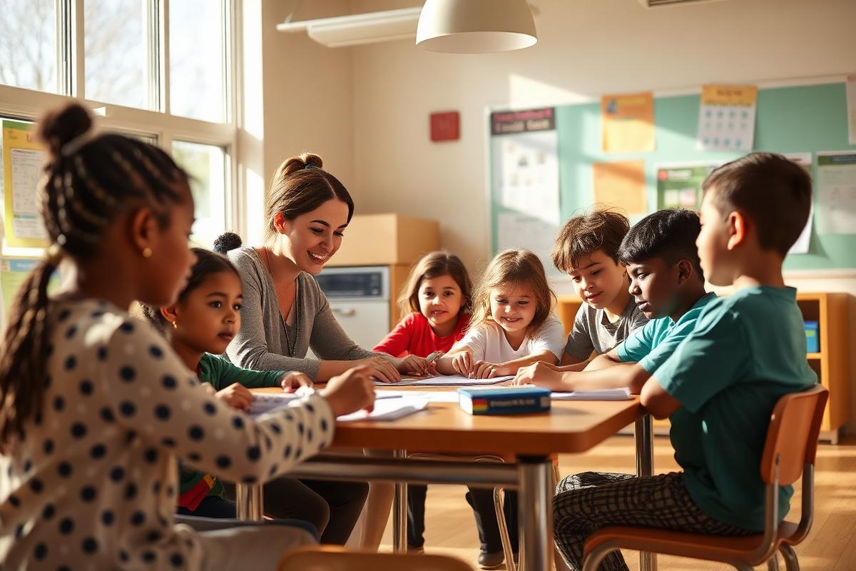 Educator working with students in an after-school program
